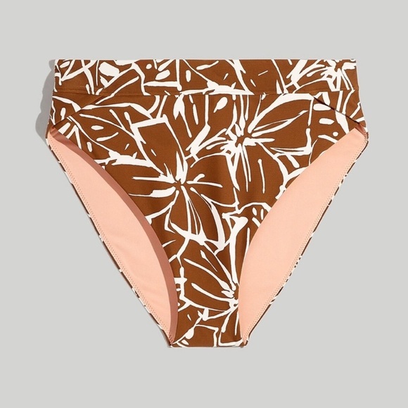 NWT Madewell High-Rise Crossover Bikini Bottom in Abstract Flora Sepia Size M - Picture 4 of 10